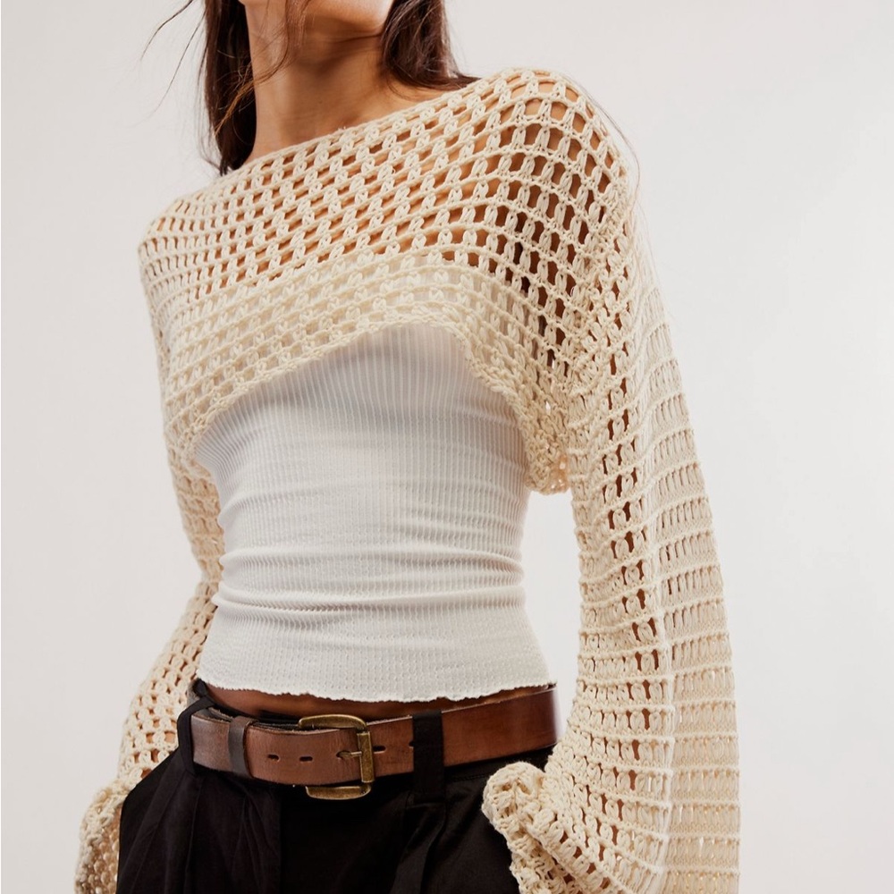 Free People Haley Crochet Bolero in Cream
